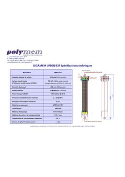  Membrane F-MF de filtration de l'eau | GIGAMEM UF80G-S2F