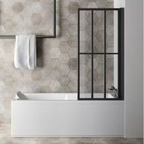 Pare baignoire relevable verre clair 3 mm et profilés aluminium en relief | LOFT