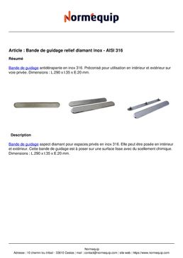 Bande de guidage relief diamant inox - AISI 316