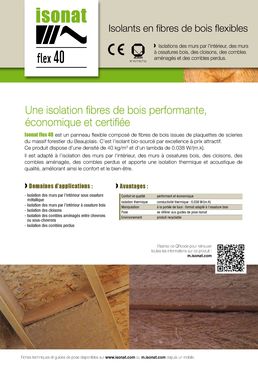 Panneau isolant en fibres de bois jusqu'à 200 mm d'épaisseur | Isonat Flex 40
