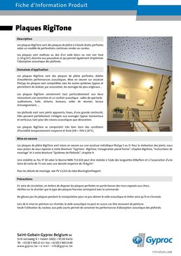 Plaques de plâtre perforées pour plafonds acoustiques | Rigitone