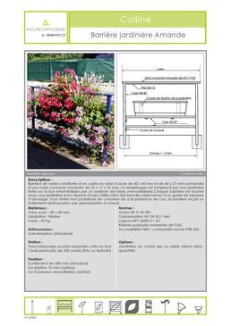 Barrière jardinière | Barrière de voirie Amande en acier galvanisé avec jardinière intégrée