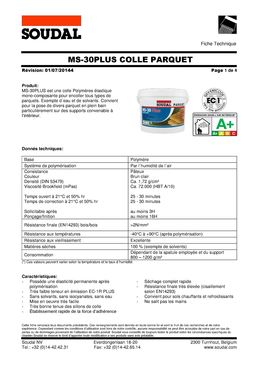 Colle polymère spatulable pour parquet – Soudal | MS-30 PLUS