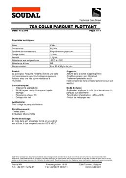 Colle monocomposante pour parquet flottant | 70A