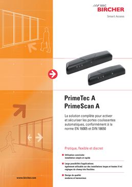 Solution complète pour ouverture sécurisée des portes coulissantes | PrimeTec A / PrimeScan A