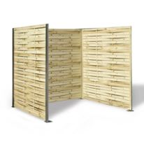 Cache conteneur poubelle en panneaux bois tressé