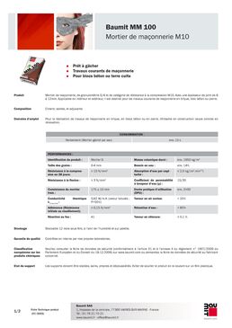 Mortier de maçonnerie M10 | MM 100 