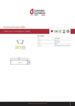 Cadre pour montage en saillie Dalle LED 1 200 x 300 avec accessoires inclus | 167387