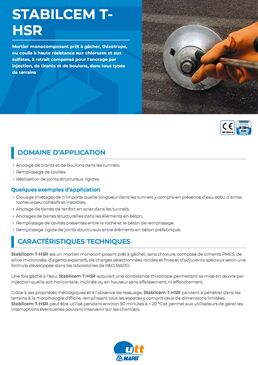 Mortier d'injection HSR | STABILCEM T/HSR haute résistance aux chlorures et sulfates