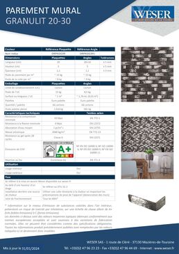 Parement Brique  | Granulit WESER 