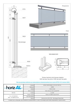 Garde-corps aluminium AREAL à remplissage FILANT SUR DALLE