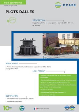 Plots OCAPE pour toiture-terrasse dalles ou lambourdes