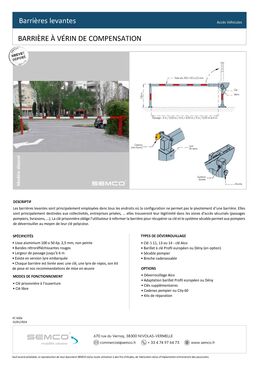 Barrière levante pour accès véhicule | Barrière à vérin de compensation SEMCO