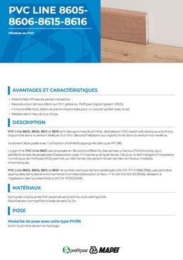 Plinthes en PVC co-extrudé | PVC LINE 8605-8606 hydrofuges et personnalisables