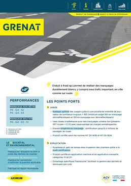 Enduit à froid pour marquages blancs en ville ou sur route | GRENAT