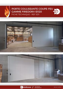 Porte coulissante coupe-feu EI60 ou EI120