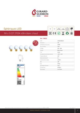 Luminaire extérieur :Paris Guinguette Blanc Chaud LOT 5 SPHERIQUES LED IP44 E27 1 W | 158022