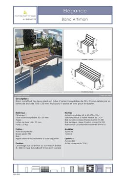 Banc urbain | Banc Artimon en acier inoxydable et bois