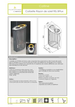 Corbeille de tri | Corbeille Rayon de Soleil 90 L BiFlux en acier thermolaqué