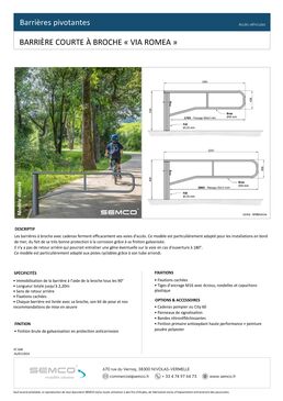 Barrière pivotante | Barrière courte à broche « Via Romea » galvanisée anticorrosion