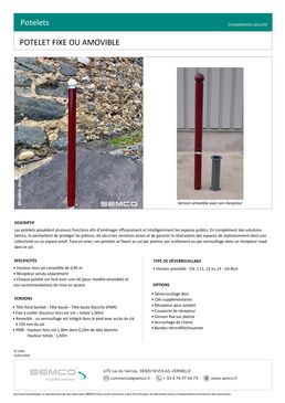 Potelet fixe ou amovible pour aménagement urbain | Potelet fixe ou amovible SEMCO