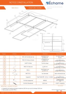 Bacs autoportants à bords droits sur ossature cachée | EC2 J