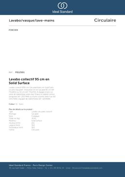 Vasque en céramique sur pied pour collectivités | Circulaire