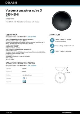 Vasque à encastrer noire Ø 385 | HEMI