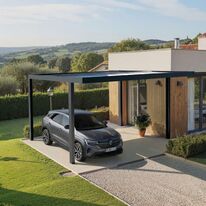 Carport photovoltaïque à raccordements cachés sur toiture monopente | Solcar System