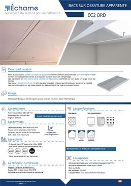 Bacs autoportants à bords droits sur ossature apparente | EC2 BRD