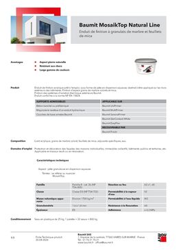 Enduit décoratif de finition pour façades