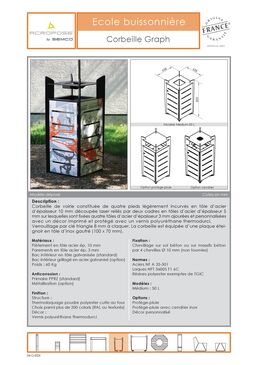 Corbeille de voirie | Corbeille Graph en acier avec décor personnalisable