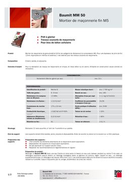 Mortier de maçonnerie fin M5 | MM 50 