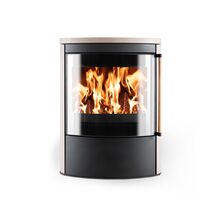 Poêle à bois ovale en acier ou en habillage céramique accumulatrice « Golden Sand » | Nero 