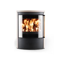 Poêle à bois ovale en acier ou en habillage céramique accumulatrice « Golden Sand » | Nero 