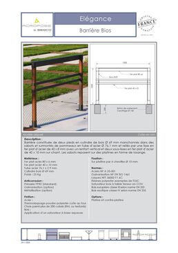 Barrière de voirie | Barrière Bios en bois et acier pour aménagements extérieurs