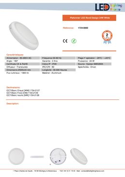Plafonnier LED rond design 24W | White