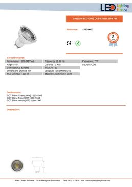 Ampoule LED 220V 7W | GU10 COB Cristal 