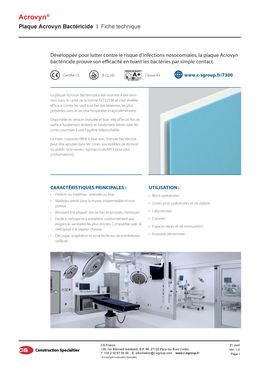 Plaque de protection murale bactéricide | Acrovyn Bactéricide