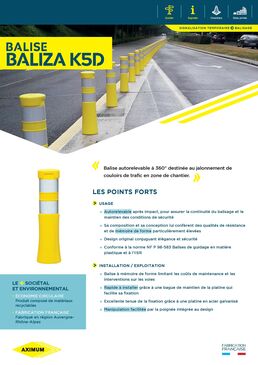 Balise autorelevable à 360° pour jalonnement de couloirs de trafic en zone de chantier | Baliza K5D