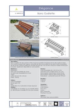 Banc urbain | Banc Goélette en acier inoxydable et bois pour espaces extérieurs