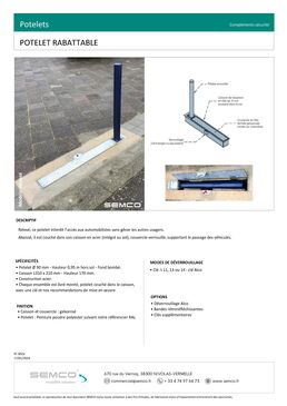 Potelet rabattable | Potelet de voirie rabattable en acier avec caisson encastré