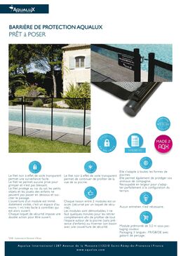 Barrière de protection pour piscine NF P 90-306 EDG by Aqualux | Réf. 104000 