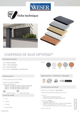 Chaperon de mur | Optipose® Slim en béton vibro-pressé