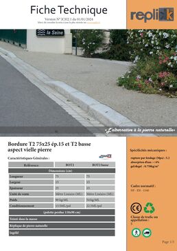 Bordures vielle pierre et quai bus + séparateur de voirie