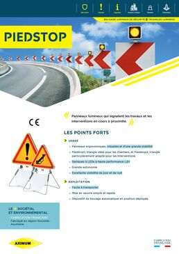 Panneaux triangulaires lumineux pour signalisation des travaux routiers  | PIEDSTOP 