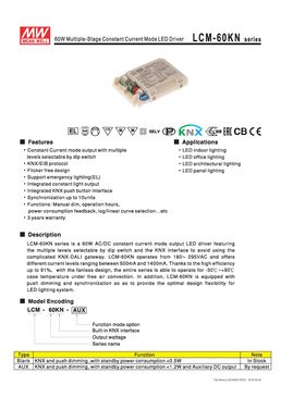 Driver de LED AC/DC électroluminescentes multi-étages | MEAN WELL LCM-60KN-AUX