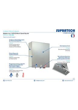 Miroir multifonction HYFLO avec distributeur de savon, robinet et sèche-mains intégrés | Module miroir