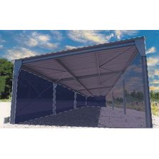 Abri monopente en kit 5,4x15x3m bardage 2 pignons + 1 long pan bas