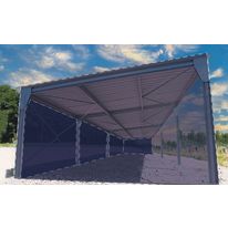 Abri monopente en kit 5,4x15x3m bardage 2 pignons + 1 long pan bas